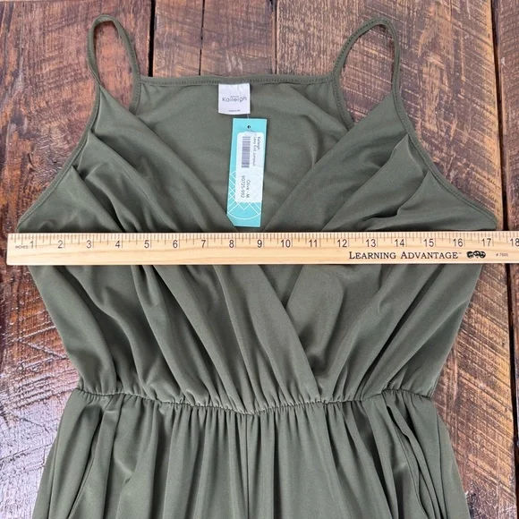 Kaileigh Lexy Olive Green Knit Wide Leg Jumpsuit Spaghetti Strap M - Picture 6 of 8